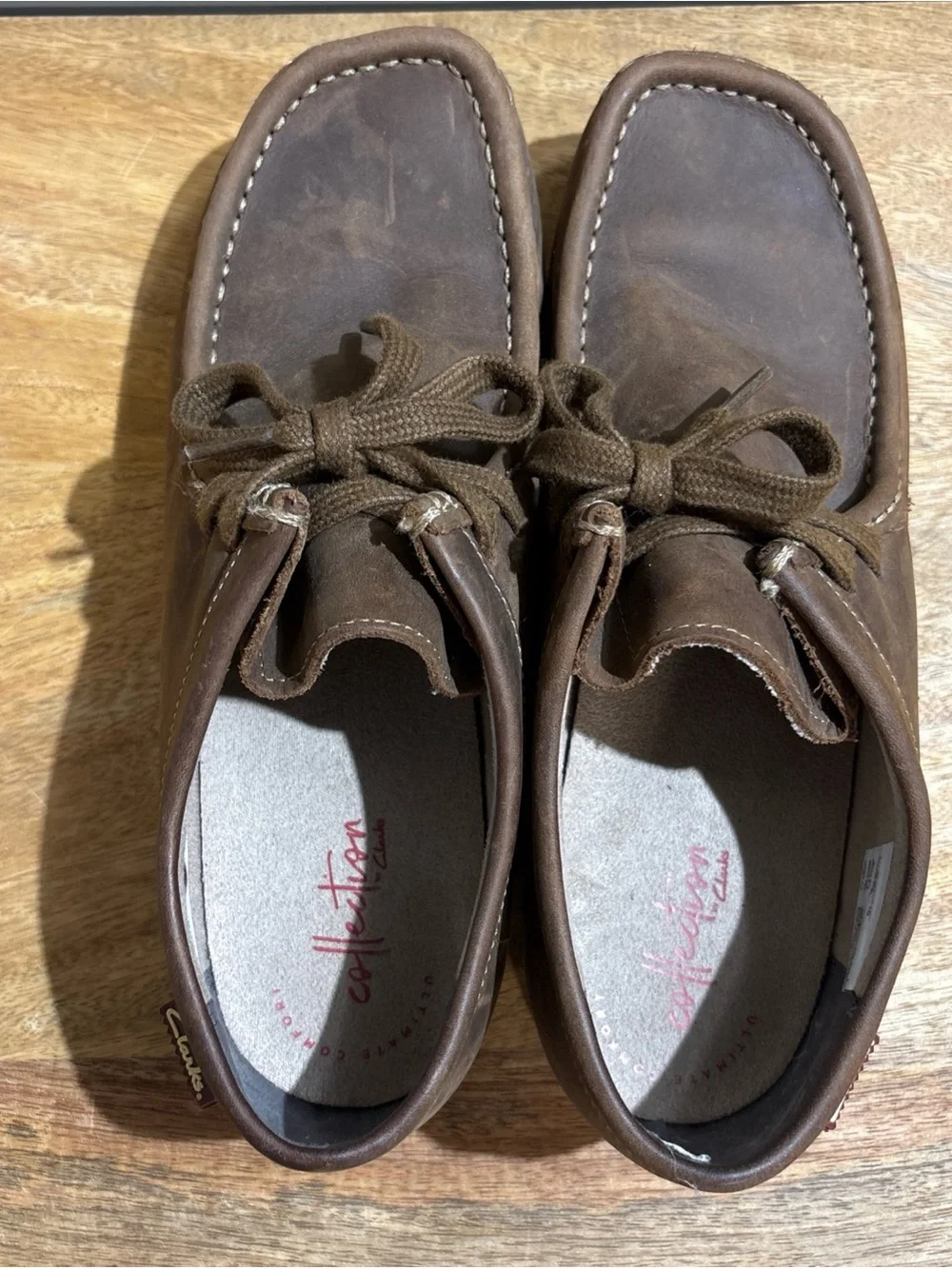Clarks Stinson Low Leather Moccasins Mens Size 9 Brown Beeswax Shoes Chukka Boot